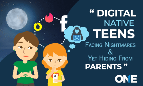Adolescenti nativi digitali che affrontano incubi e si nascondono dai genitori
