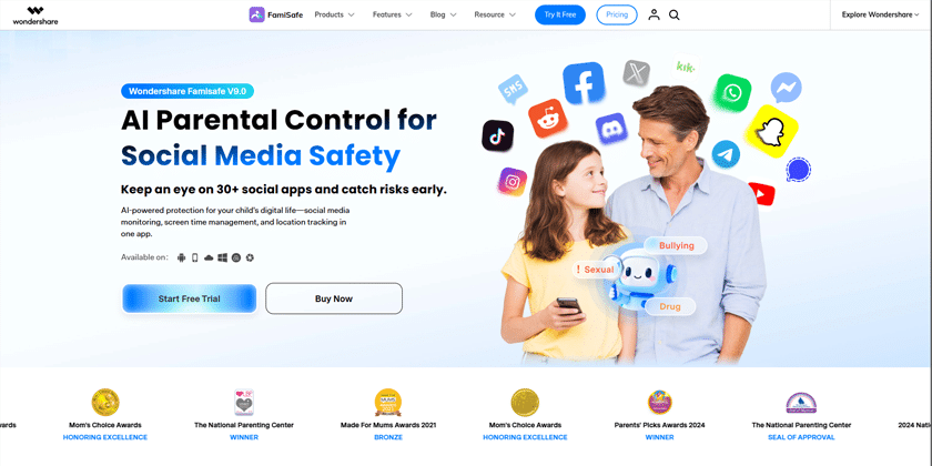 Panoramica dell'app FamiSafe per il monitoraggio del telefono e il controllo parentale