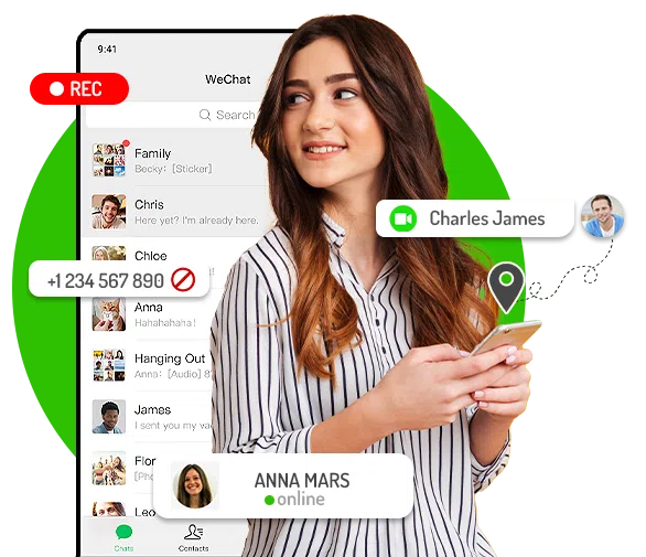 wechat monitoring for messages calls and screen activity
